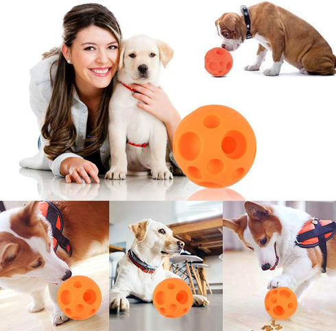 Tricky Treat Ball - Food Dispensing Dog Toy, Soft Rubber 3D Surface, Easy Grip for Small & Medium Dogs