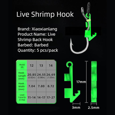 HENRUN Pack 10 of Live Shrimp Hook Engineered to Maintain Shrimp Activity and Enhances Luring Effectiveness for Marine