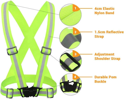 Reflective Vest Running Gear 2Pack, High Visibility Adjustable Safety Vest for Night Cycling and Jogging