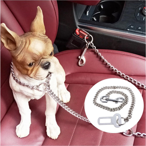 JLEivvi Dogs(60cm) Stainless Steel No chew Dog Car Seat Belt, Stainless Steel Dog Car Seat Belt Vehicle Travel Dog