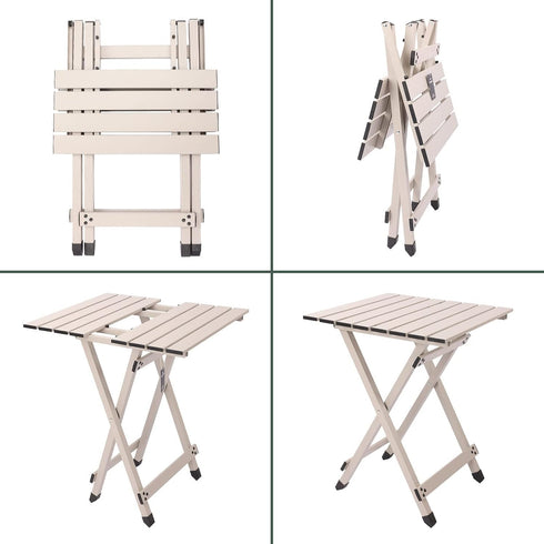 SUNNYFEEL Folding Camping Table, Lightweight Aluminum Portable Picnic Table 18.5x18.5x24.5 Inch for Outdoor Cooking