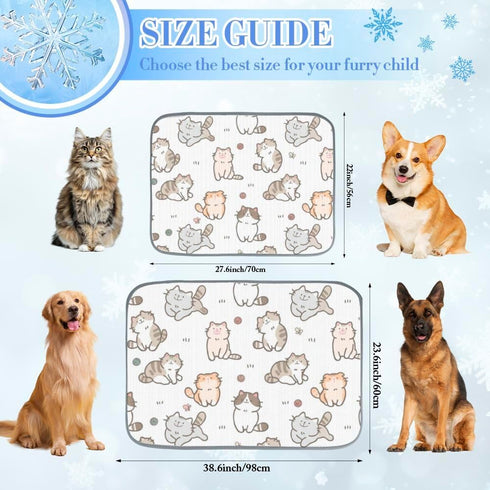 imiBBWQu Summer 27" 22" Cooling Pad Cute Cats Blue Brown Cool Mat Washable Crate Cooling Pad for Dogs Mat for Bed Pee