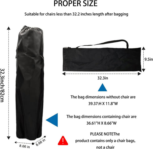 MEETOOT 2PCS 32x9.5inch Black Long Drawstring Oxford Polyester Organiser Bag Camping Chair Replacement Travel Tent