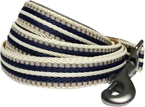 Blueberry Pet 3M Reflective Nylon Dog Leash with Soft Handle, Multi-Colored Stripe, Olive & Blue-Gray, Small