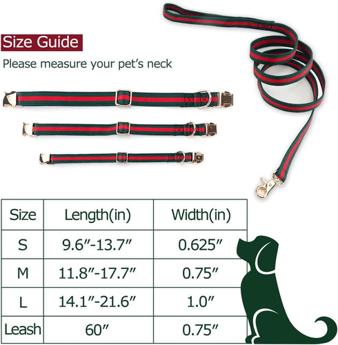 Elegant Dog Collar and Leash Set, Durable Soft Pet Collars and Leashes, Luxury Packing Gift for Small Dogs