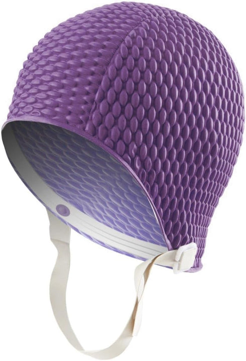 Sporti Bubble Swim Cap for Women, Anti-Slip Interior Grip, Latex/Rubber, Keeps Head Warm
