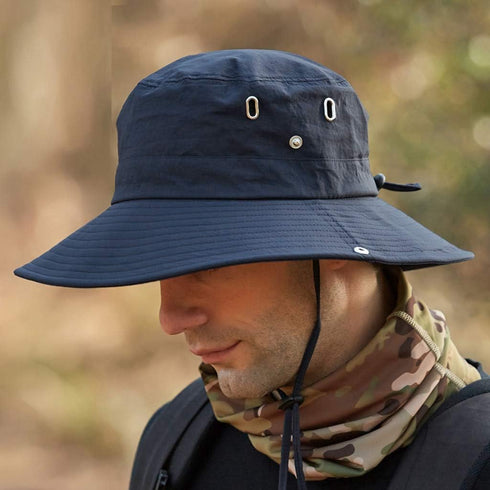 YOLAI Mens Breathable Sunscreen Fishing Cap Foldable Bucket Hat Wide Brim Adjustable Buckle Sunshade Sun Hats