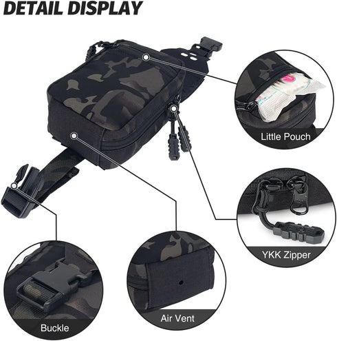 Removable Tactical Medical Pouch, Rip-Away MOLLE IFAK Pouch for Camping Hunting, 500D Nylon (Multi-camo Black)