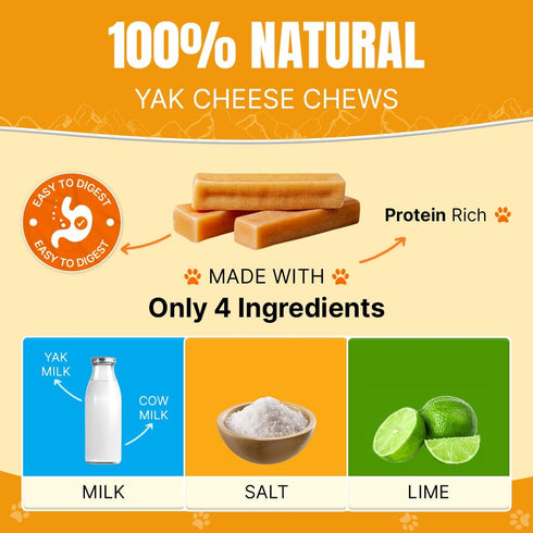Tibetan Yak Cheese Dog Chew Sticks, 1 Chew, Natural, Handmade, Long-Lasting, Easy to Digest, Rawhide Free
