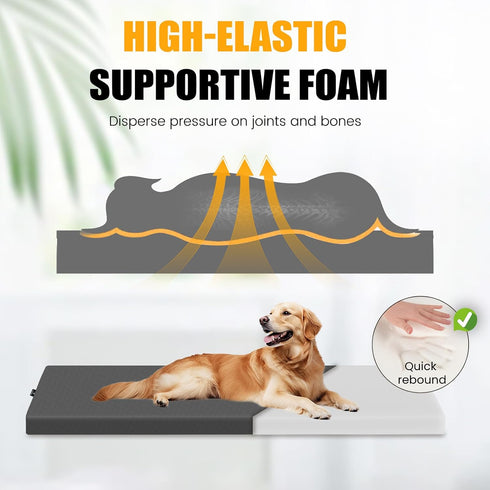 Dog Car Bed for Back Seat Cover, Supportive Foam Pet Mat Cushion for Car Backseat Extender with Removable Cover, Large