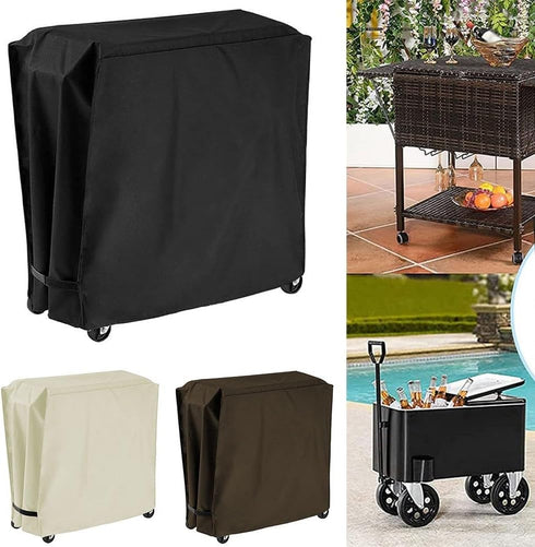 190T FABULETTA Cooler Cart Cover Waterproof for Outdoor Patio Rolling Cooler Cart, Silver-Coated Protective Case