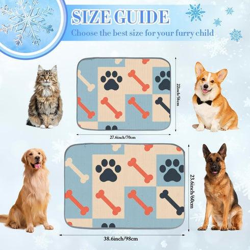 Generic 28" X22" Pet Cooling Mat Ice Silk Dog Cooling Mat Large Paw and Bone Dog Beds for Small Dogs Washable Crate Pad
