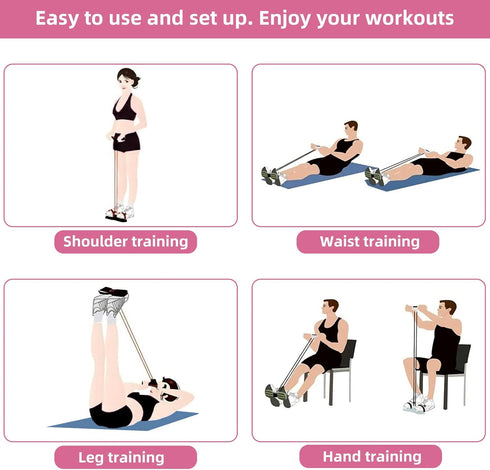 Multi-Function Tension Rope – 4 Tube Resistance Bands with Handles for Home Gym Tummy Trainer for Men Women