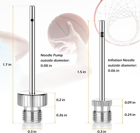 veztbiu Nozzles Ball Pump Needles, Unbreakable Air Pump Needles Compatible with Hand and Electric Pump, Sports Ball Air