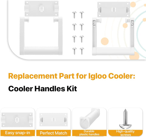 LBB-Parts White Plastic Igloo Cooler Replacement Handles, Igloo 90-100 Quart Cooler Handle Replacement Kit