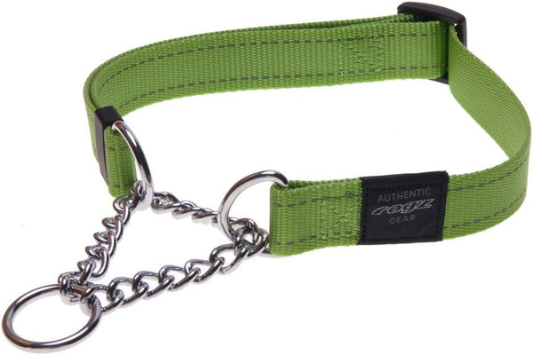 Reflective Nylon Choke Collar; Gentle Choker for Extra Large Dogs, Slip Show Obedience Training, Green