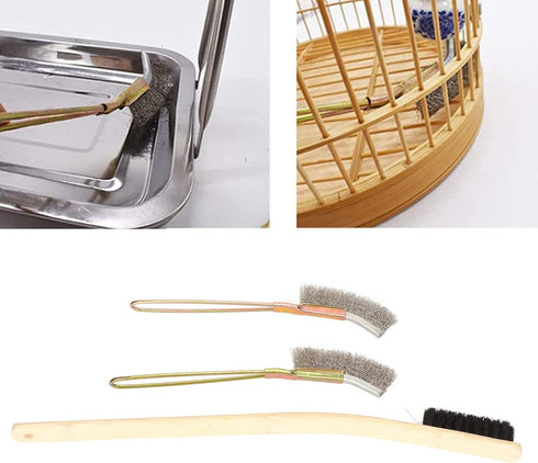 Pssopp 3Pcs Bird Cage Brush, Long Handle Pet Cage Brush Accessories for Small Animals
