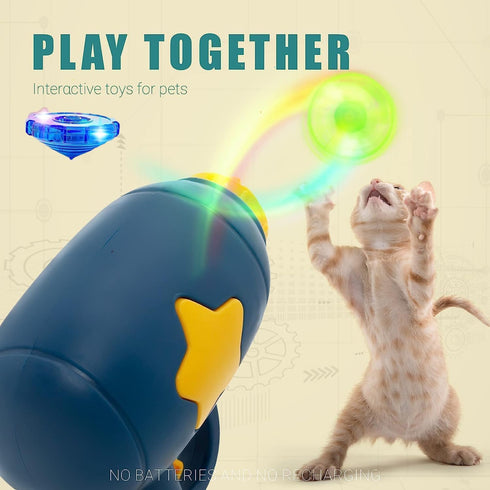 7 5 Propellers,1 Piece Cat Fetch Toys, Interactive Flying Cat Toy with Flying Spinning Tops, Dog Cat Pet Tracks Chasing