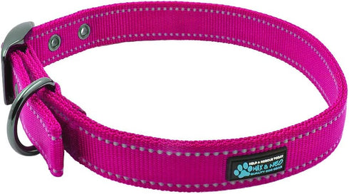 Max and Neo MAX Reflective Dog Collar with Metal Buckle - Medium, Pink - We Donate a Collar to Dog Rescue