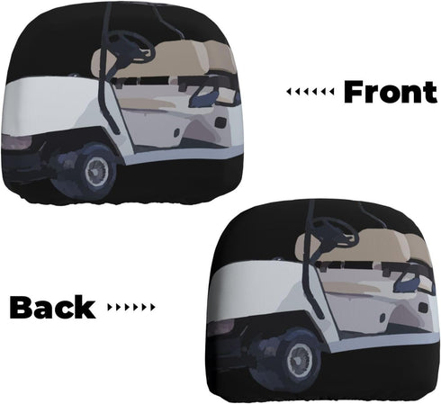 Loklneyk (2-Pack) Let's Roll Golf Cart Universal Stretchable Car Headrest Covers | Elastic Fit, Easy Install, Fabric
