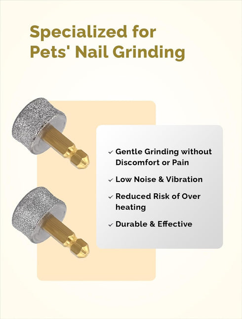 4Pcs- 2*Hard 40# 2*Regular 80# Dog Nail Grinder Replacement Heads & for Small Medium & Large Dogs Safe Painless