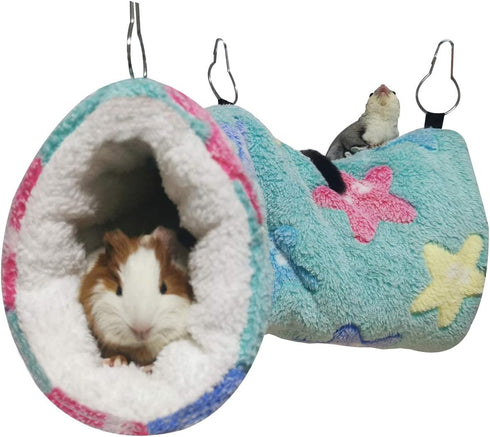 LEFTSTARER Guinea Pig Accessories, Sugar Glider Cage Accessories, Hamster Rat Toys, Ferret Hammock (Green-Star)