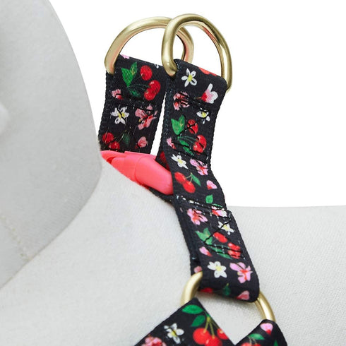 Blueberry Pet Step-in Cherry Garden Black Dog Harness, Chest Girth 20" - 26", Medium, Adjustable Harnesses