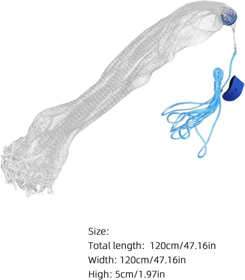 1.2m Happyyami Fishing Cast Net Monofilament Wire Fish Net with Weighted Steel Sinkers for Bait Shrimp and Fish