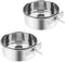 Wontee Pet Food Water Bowl with Clamp Holder, 2 Packs Stainless Steel Feeding Cups for Dog Bird Cat Rabbit (M)