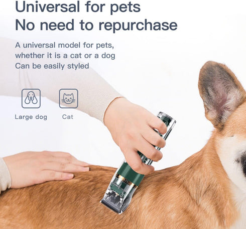 Dog Hair Clippers, Dog Grooming Clippers Kit with LED Display, Low Noise Heavy Duty Pet Hair Shaver Trimmers (Green)