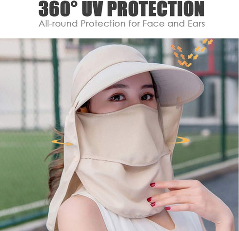 Wide Brim Sun Hat, Multifunctional UPF 50 Protection Bucket Fishing Cap