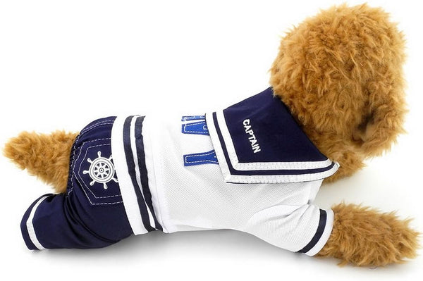 SELMAI Navy Seaman Captain Costume for Four Legged Dogs, Chihuahua Clothes XXL, Small Dog Cat Puppy Pet
