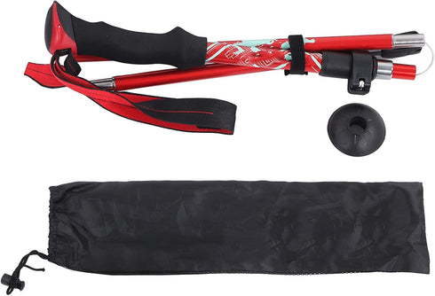 Outdoor Hiking Poles - Telescopic Collapsible Aluminium Alloy Walking Stick with Mud Rest and Storage Bag