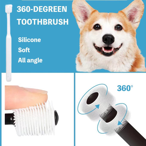 8 Pack 360 10000 Small Dog & Cat Toothbrush Kit, Pet Toothbrush/Mini Head/Dual Head / Ultra-Soft Bristles Tooth