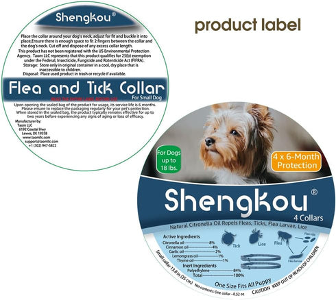 Natural Flea and Tick Collar for Puppies - 24-Month Protection, Waterproof, Strong Pest Control, includes Free Flea