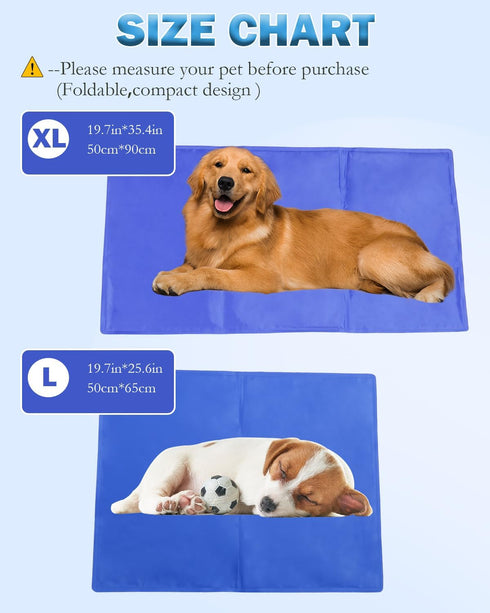 Dog Cooling Mat, 20" x 35" Activated Pet Cooling Pad for Dogs and Cats, Non-Toxic Gel, No Water or Electricity Needed