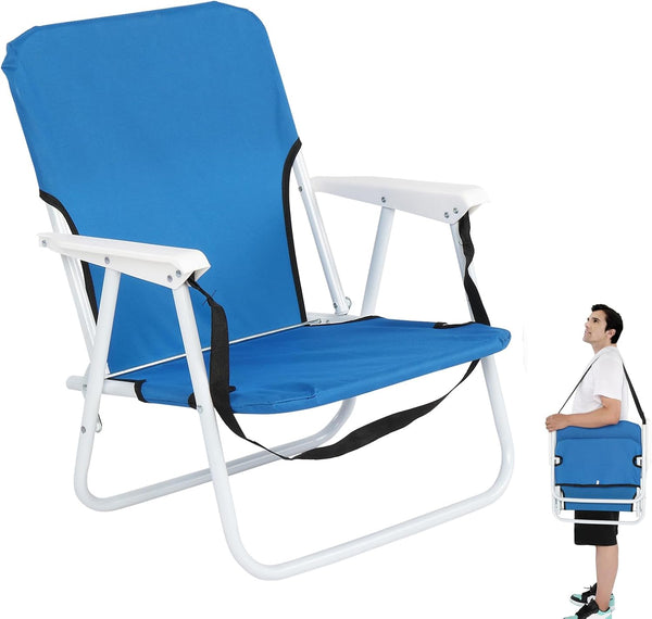 Generic Low Folding Beach Chairs for Adults, Portable Backpack Outdoor Camping Chairs Sand