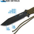 MTech USA MT-528C Fixed Blade Knife, Black Stainless Steel Blade, Green Cord Wrapped Handle, Full Tang, Nylon Sheath,