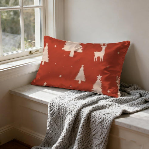 Generic Cozy Sofa Pillows Covers Christmas Silhouette Print Throw Living Room Satin Pillowcase Boho Coastal Queen King