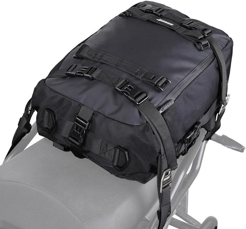 Rhinowalk 20L Motorcycle Tail Bag - Waterproof Motor Travel Luggage, Black Rear Rack Trunk Storage