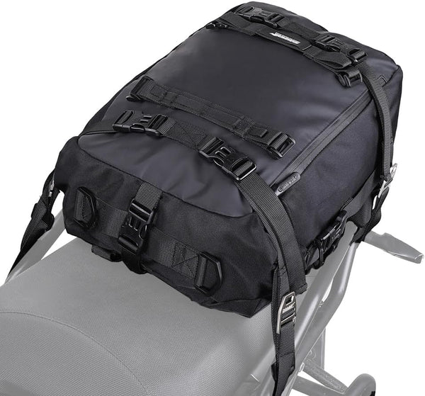 Rhinowalk 20L Motorcycle Tail Bag - Waterproof Motor Travel Luggage, Black Rear Rack Trunk Storage