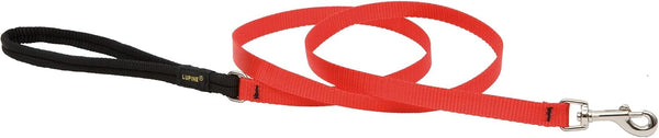 LupinePet Basics 1/2" Red 6-foot Padded Handle Leash for Small Pets