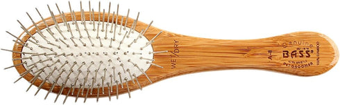 Bass Brushes Small Oval Wire Pet Brush with Bamboo Handle