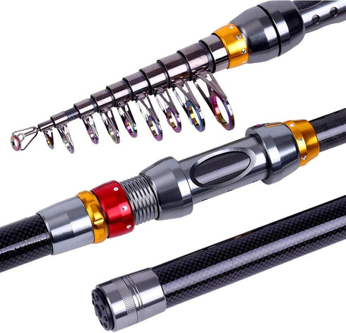 DCYMI Spinning Fishing Telescopic Rod 1.8m-3.6m Carbon Fiber Fishing Rod High Saltwater Rod