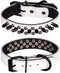 Adjustable Genuine Leather Spiked Studded Dog Collars for Small Medium Large Pets (S, White1)