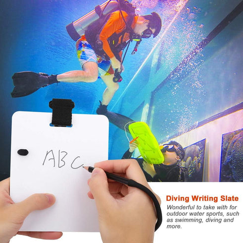 Underwater Writing Dive Slates - Scuba Write Board with Clip and Graphite Pencil for Water Sports