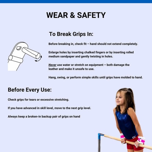 Gibson Athletic Rainbow Gymnastics Grips for Beginners, Durable Leather Grip, Hook & Loop Closure for Young Gymnasts