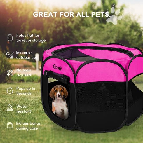 Pet Cat Playpen, Portable Foldable Dog Playpen for Indoor Cats, Outdoor Tent Crate Cage with Zipper Top Cover (Small,