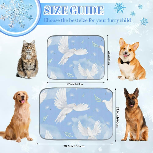 imiBBWQu Summer 27" 22" Cooling Pad Mist Birds Blue White Mat Thickened Waterproof Washable Pet Cold Pad Dog Cooling