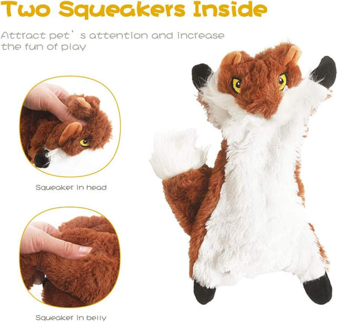 Dog Squeak Toys, No Stuffing Plush Dogs Chew Toy Bundle for Small Medium Large Breed Chewer Tough Durable Squeaky Pet